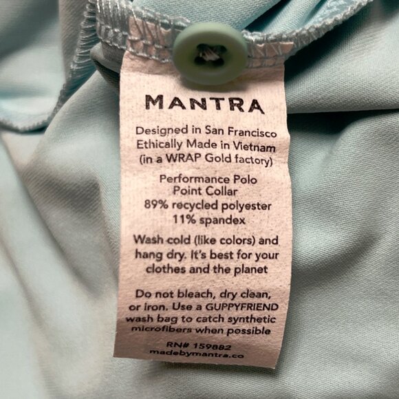 New Mantra Polo Shirt Men XL Glacial Blue Golf Performance Point Collar NWT - Picture 8 of 8
